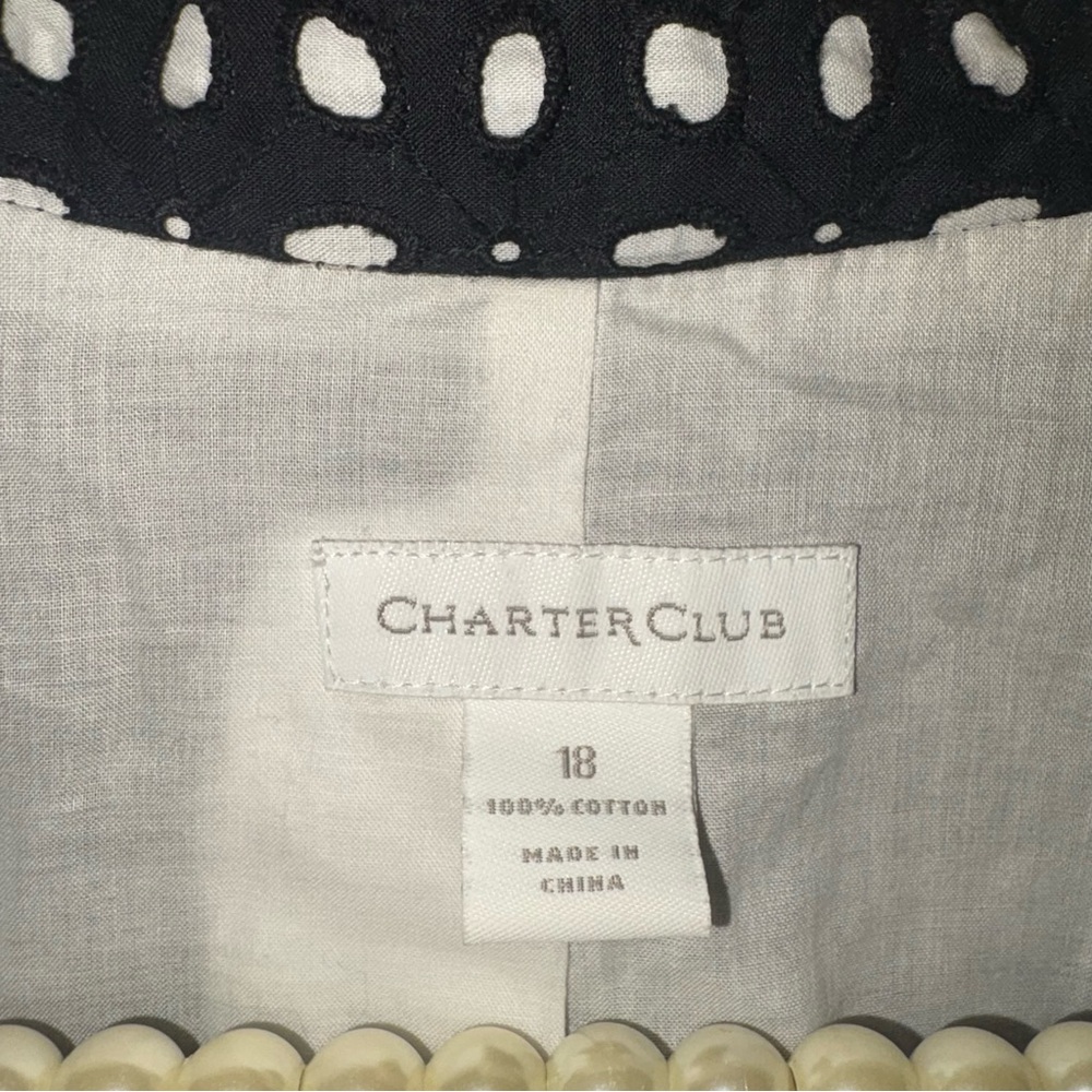 Charter Club Black Blazer with White Dot Pattern - Picture 2 of 5